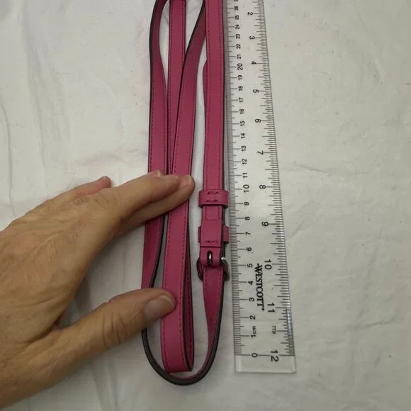 Coach Hot Pink Leather Purse Strap 48 in Adjustable Fuchsia Silver Clip Hardware - Picture 8 of 8